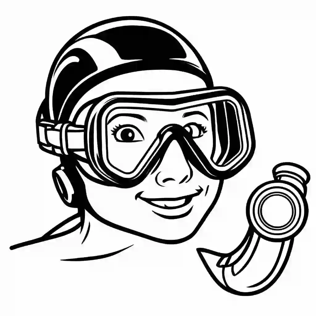 Snorkel and goggles coloring pages
